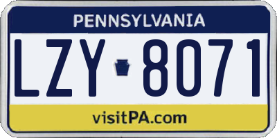 PA license plate LZY8071