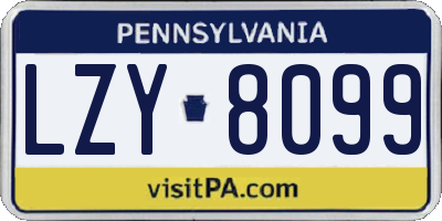 PA license plate LZY8099