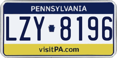 PA license plate LZY8196