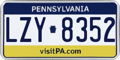 PA license plate LZY8352