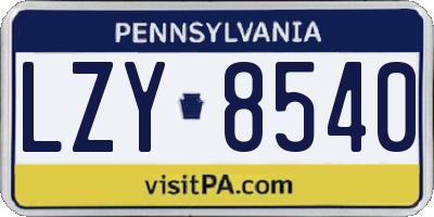 PA license plate LZY8540