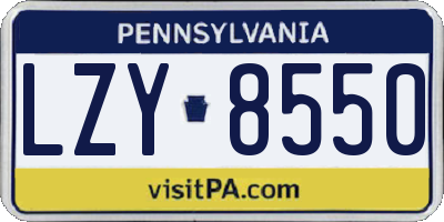 PA license plate LZY8550