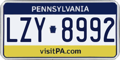 PA license plate LZY8992