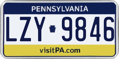PA license plate LZY9846