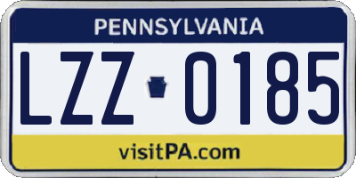 PA license plate LZZ0185