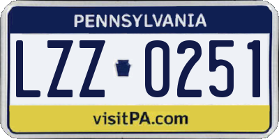 PA license plate LZZ0251