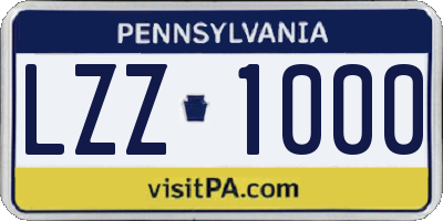 PA license plate LZZ1000