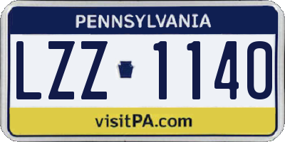 PA license plate LZZ1140