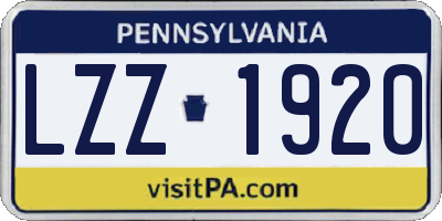 PA license plate LZZ1920