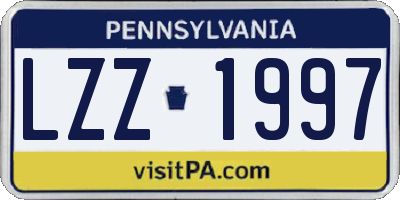 PA license plate LZZ1997