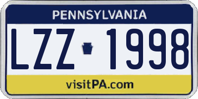 PA license plate LZZ1998