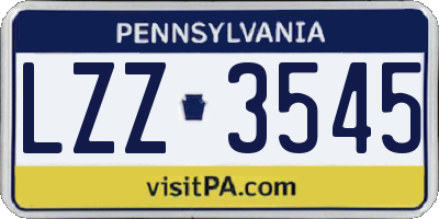 PA license plate LZZ3545