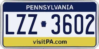 PA license plate LZZ3602
