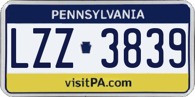 PA license plate LZZ3839