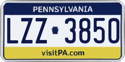 PA license plate LZZ3850