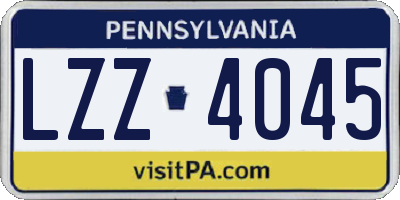 PA license plate LZZ4045