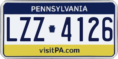 PA license plate LZZ4126