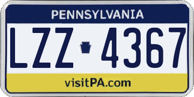 PA license plate LZZ4367
