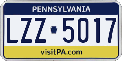 PA license plate LZZ5017