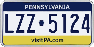 PA license plate LZZ5124