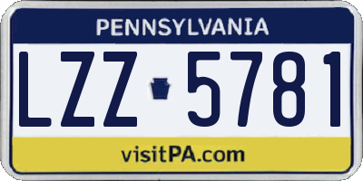 PA license plate LZZ5781