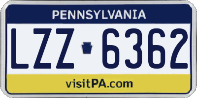 PA license plate LZZ6362