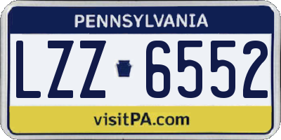 PA license plate LZZ6552