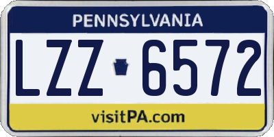 PA license plate LZZ6572