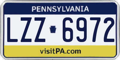 PA license plate LZZ6972