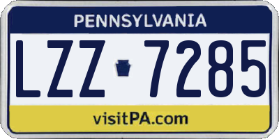 PA license plate LZZ7285