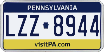PA license plate LZZ8944