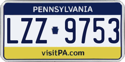 PA license plate LZZ9753