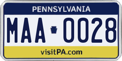 PA license plate MAA0028