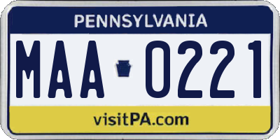 PA license plate MAA0221
