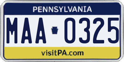 PA license plate MAA0325