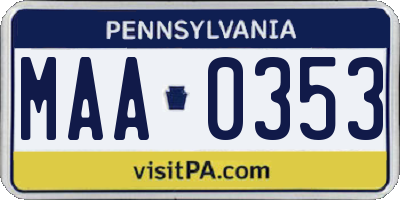 PA license plate MAA0353