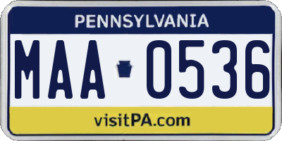 PA license plate MAA0536