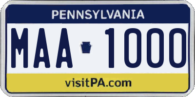 PA license plate MAA1000