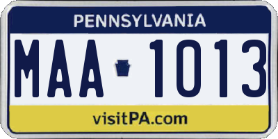 PA license plate MAA1013