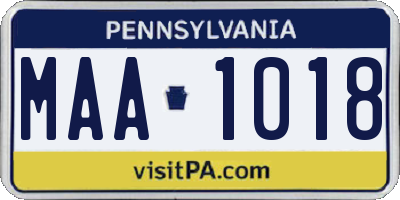 PA license plate MAA1018