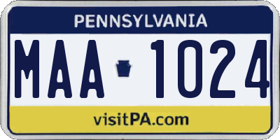 PA license plate MAA1024