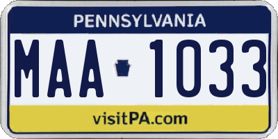PA license plate MAA1033