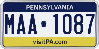 PA license plate MAA1087