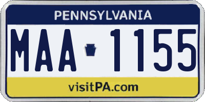 PA license plate MAA1155
