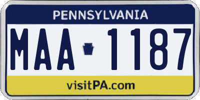 PA license plate MAA1187