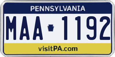 PA license plate MAA1192