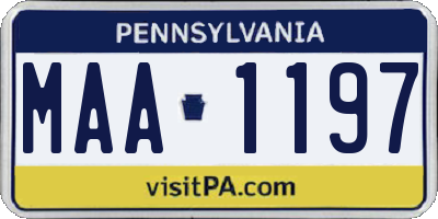 PA license plate MAA1197