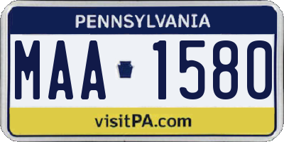 PA license plate MAA1580