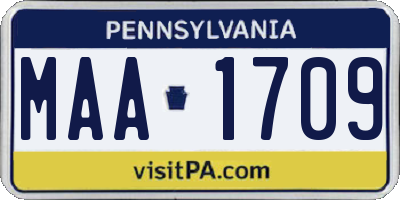 PA license plate MAA1709