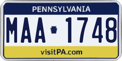 PA license plate MAA1748